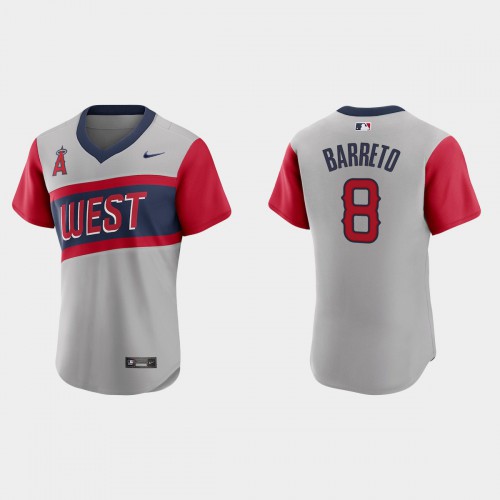 Los Angeles Los Angeles Angels #8 Franklin Barreto Men's Gray 2021 Little League Classic Authentic Jersey Men's