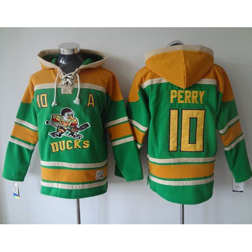 Anaheim Ducks #10 Corey Perry Green Sawyer Hooded Sweatshirt Stitched Jersey Men's