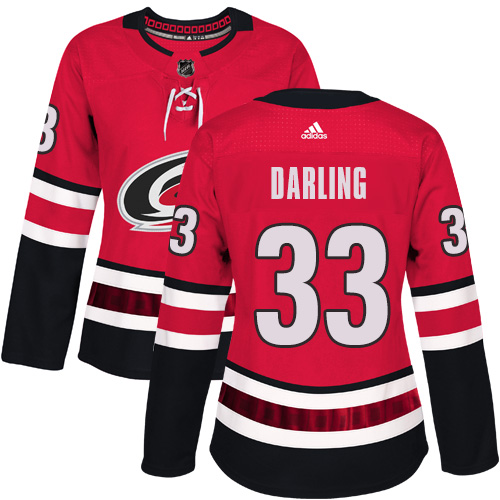 Adidas Carolina Hurricanes #33 Scott Darling Red Home Authentic Women's Stitched Jersey Womens