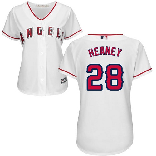 Los Angeles Angels #28 Andrew Heaney White Home Women's Stitched Jersey Womens