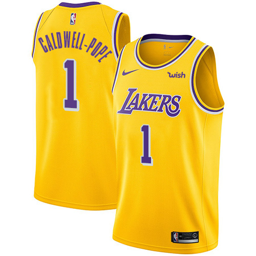 Los Angeles Lakers #1 Kentavious Caldwell-Pope Gold Swingman Icon Edition Jersey Mens