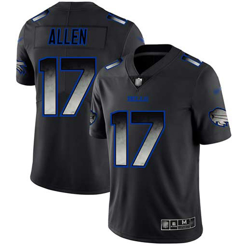 Bills #17 Josh Allen Black Men's Stitched Vapor Untouchable Limited Smoke Fashion Jersey