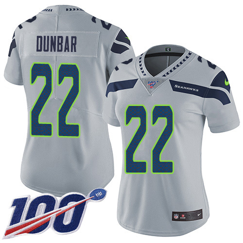 Seattle Seahawks #22 Quinton Dur Grey Alternate Women's Stitched 100th Season Vapor Untouchable Limited Jersey Womens
