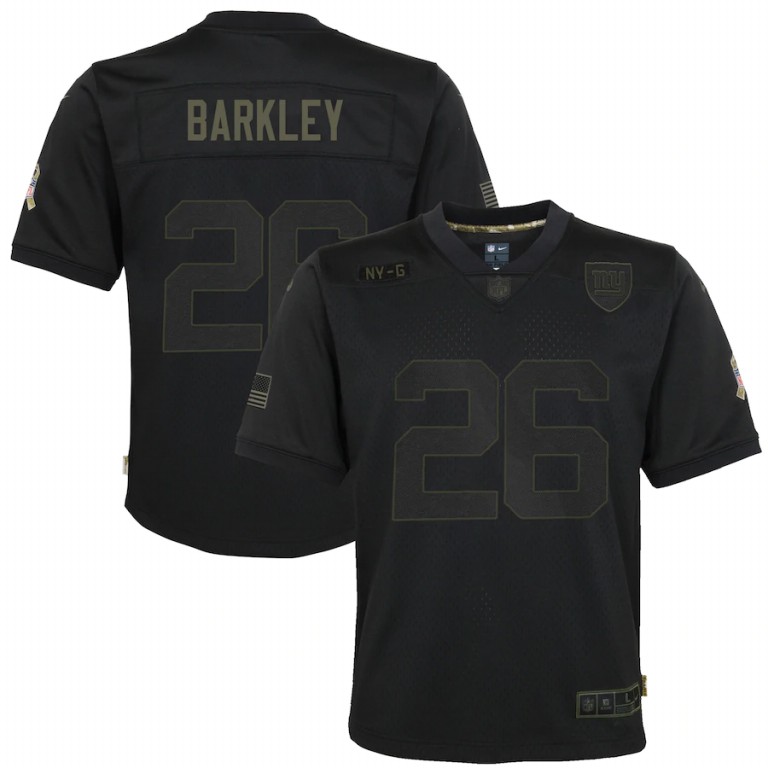 New York Giants #26 Saquon Barkley Youth 2020 Salute To Service Game Jersey Black