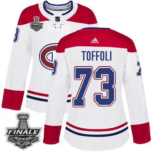 Adidas Montreal Canadiens #73 Tyler Toffoli White Road Authentic Women's 2021 Stanley Cup Final Patch Jersey Womens