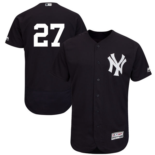 New York Yankees #27 Giancarlo Stanton Navy Blue Flexbase Authentic Collection Stitched Jersey Men's