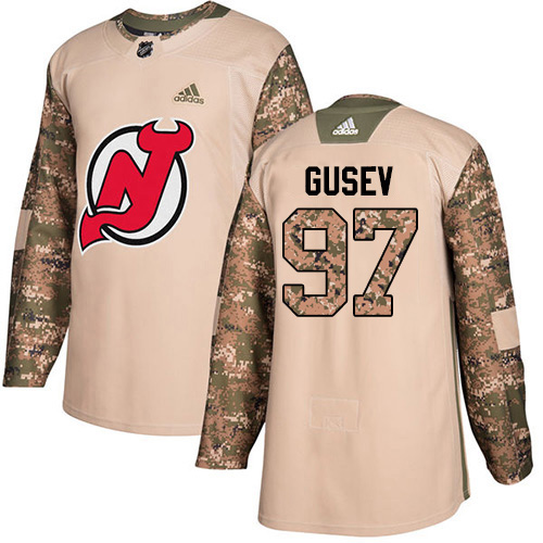 Adidas New Jersey Devils #97 Nikita Gusev Camo Authentic 2017 Veterans Day Stitched Youth Jersey Youth