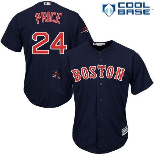 Boston Red Sox #24 David Price Navy Blue Cool Base 2018 World Series Champions Stitched Youth Jersey Youth