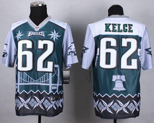 Eagles #62 Jason Kelce Midnight Green Men's Stitched Elite Noble Fashion Jersey