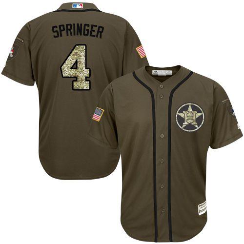 Houston Astros #4 George Springer Green Salute to Service Stitched Youth Jersey Youth