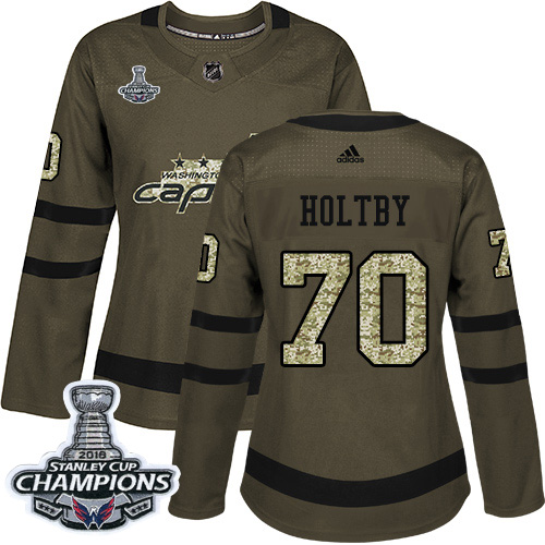 Adidas Washington Capitals #70 Braden Holtby Green Salute to Service Stanley Cup Final Champions Women's Stitched Jersey Womens