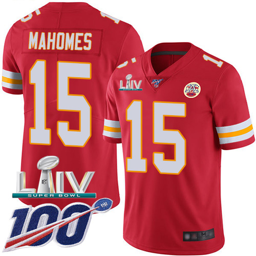 Chiefs #15 Patrick Mahomes Red Super Bowl LIV 2020 Team Color Youth Stitched 100th Season Vapor Untouchable Limited Jersey