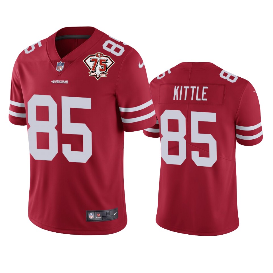 49ers #85 George Kittle Red Youth 75th Anniversary Stitched Vapor Untouchable Limited Jersey