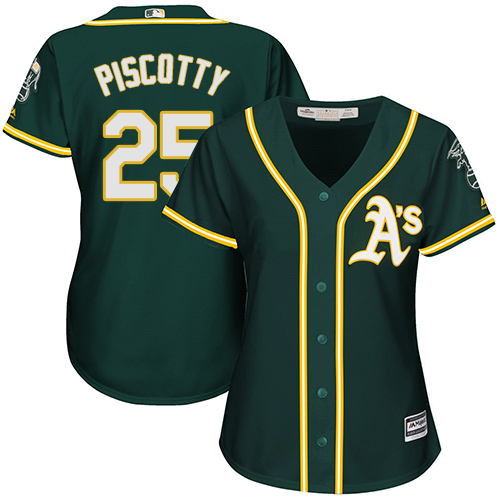 Oakland Athletics #25 Stephen Piscotty Green Alternate Women's Stitched Jersey Womens