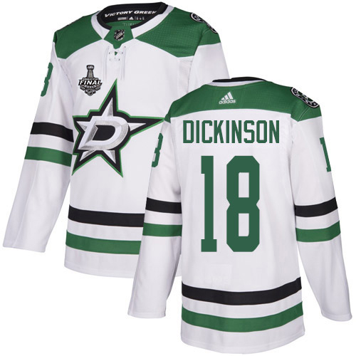 Adidas Dallas Stars #18 Jason Dickinson White Road Authentic 2020 Stanley Cup Final Stitched Jersey Men's