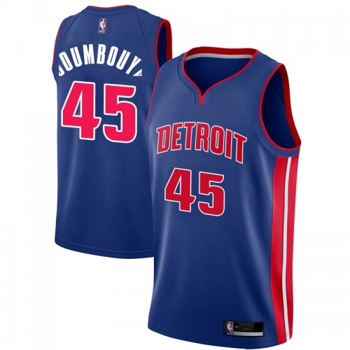Detroit Pistons #45 Sekou Doumbouya Blue Swingman Icon Edition Jersey Mens