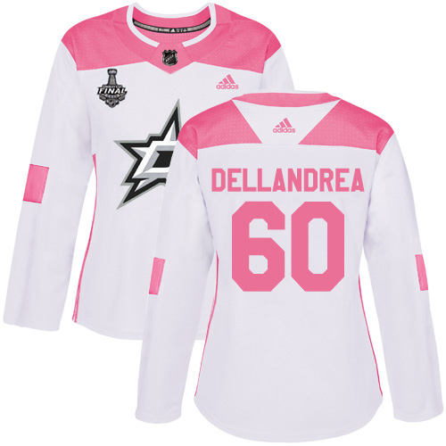Adidas Dallas Stars #60 Ty Dellandrea White/Pink Authentic Fashion Women's 2020 Stanley Cup Final Stitched Jersey Womens
