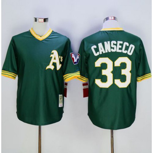 Mitchell And Ness Oakland Athletics #33 Jose Canseco Green Throwback Stitched Jersey Men's