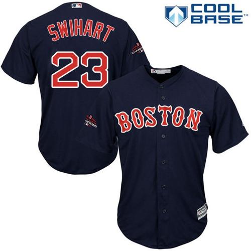 Boston Red Sox #23 Blake Swihart Navy Blue Cool Base 2018 World Series Champions Stitched Youth Jersey Youth