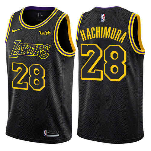Lakers #28 Rui Hachimura Men's Iridescent Holographic Collection Jersey - Black