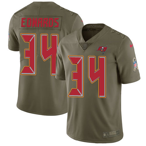 Tampa Bay Buccaneers #34 Mike Edwards Olive Men's Stitched Limited 2017 Salute To Service Jersey Men's