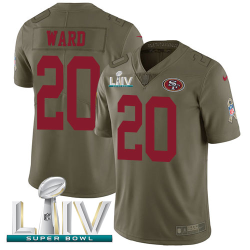 San Francisco 49ers #20 Jimmie Ward Olive Super Bowl LIV 2020 Men's Stitched Limited 2017 Salute To Service Jersey Men's