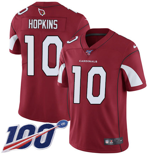 Cardinals #10 DeAndre Hopkins Red Team Color Youth Stitched 100th Season Vapor Untouchable Limited Jersey
