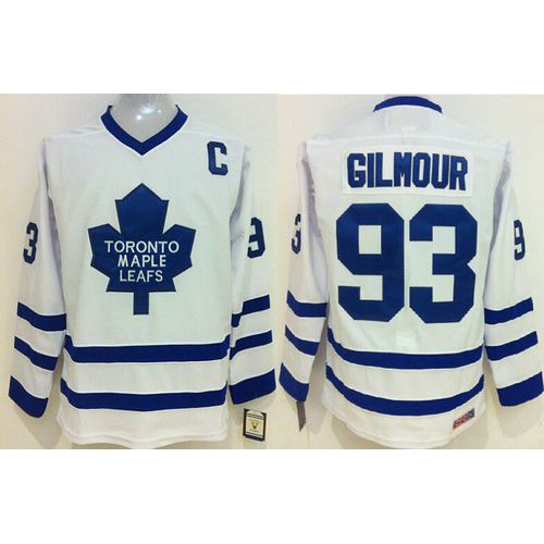 Maple Toronto Maple Leafs #93 Doug Gilmour White CCM Throwback Stitched Jersey Men's