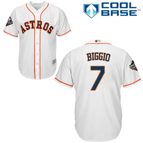 Houston Astros #7 Craig Biggio White Cool Base 2019 World Series Bound Stitched Youth Jersey Youth