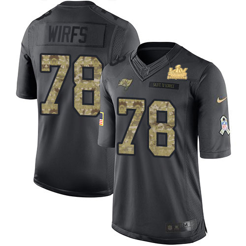 Tampa Bay Buccaneers #78 Tristan Wirfs Black Youth Super Bowl LV Champions Patch Stitched Limited 2016 Salute to Service Jersey Youth
