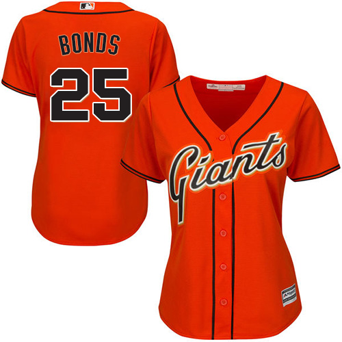 San Francisco Giants #25 Barry Bonds Orange Alternate Women's Stitched Jersey Womens