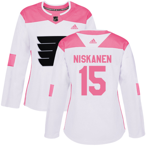 Adidas Philadelphia Flyers #15 Matt Niskanen White/Pink Authentic Fashion Women's Stitched Jersey Womens