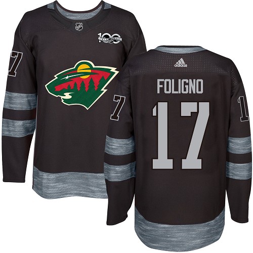 Adidas Minnesota Wild #17 Marcus Foligno Black 1917-2017 100th Anniversary Stitched Jersey Men's
