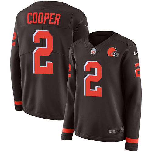 Browns #2 Amari Cooper Brown Team Color Women's Stitched Limited Therma Long Sleeve Jersey