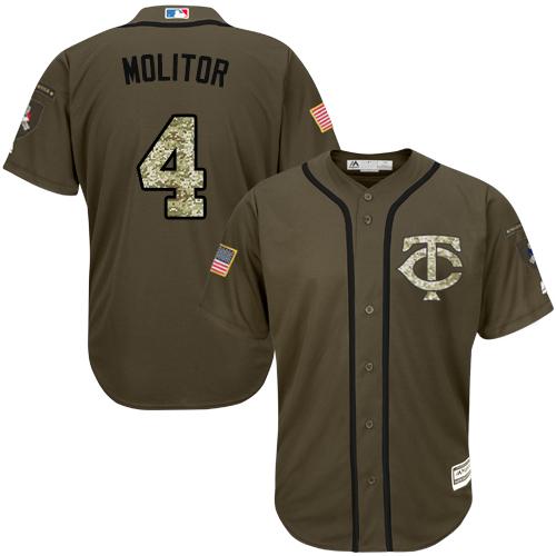 Minnesota Twins #4 Paul Molitor Green Salute to Service Stitched Jersey Men's