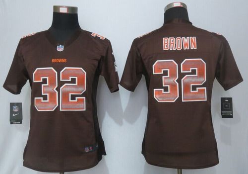 Browns #32 Jim Brown Brown Team Color Women's Stitched Elite Strobe Jersey