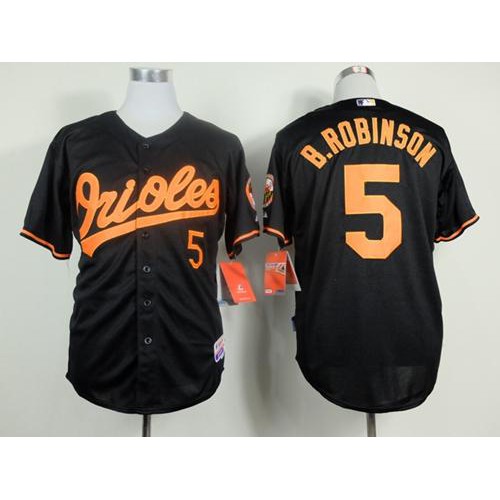 Baltimore Orioles #5 Brooks Robinson Black Cool Base Stitched Jersey Men's