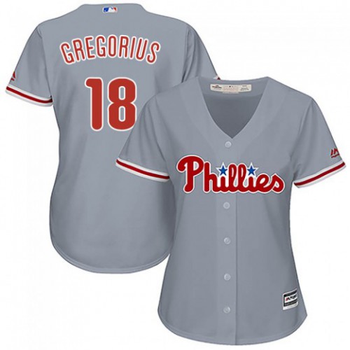 Philadelphia Phillies #18 Didi Gregorius Grey Road Women's Stitched Jersey Womens