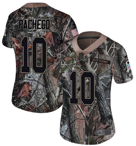 Chiefs #10 Isiah Pacheco Camo Women's Stitched Limited Rush Realtree Jersey