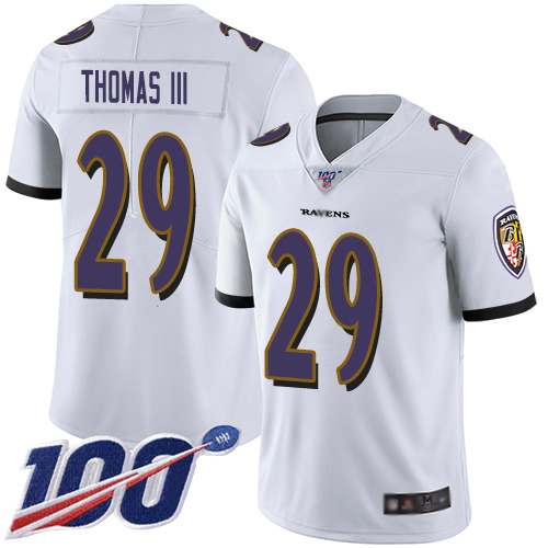 Baltimore Ravens #29 Earl Thomas III White Men's Stitched 100th Season Vapor Limited Jersey Men's