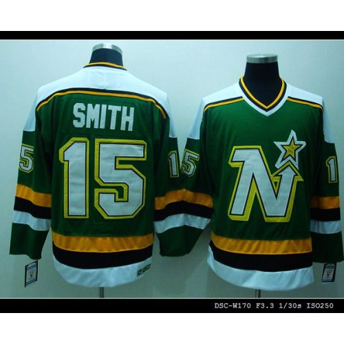 Dallas Stars #15 Bobby Smith Stitched Green CCM Throwback Jersey Men's