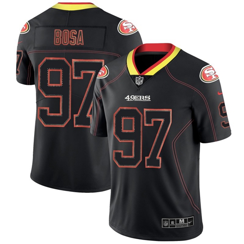 49ers #97 Nick Bosa Lights Out Black Men's Stitched Limited Rush Jersey