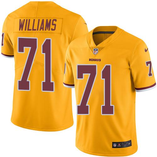Washington Commanders #71 Trent Williams Gold Men's Stitched Limited Rush Jersey Men's