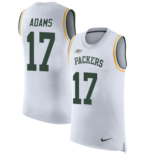 Packers #17 Davante Adams White Men's Stitched Limited Rush Tank Top Jersey
