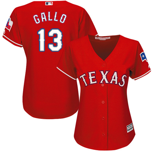 Texas Rangers #13 Joey Gallo Red Alternate Women's Stitched Jersey Womens