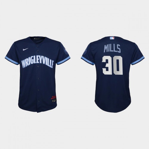 Chicago Chicago Cubs #30 Alec Mills Youth 2021 City Connect Navy Jersey Youth