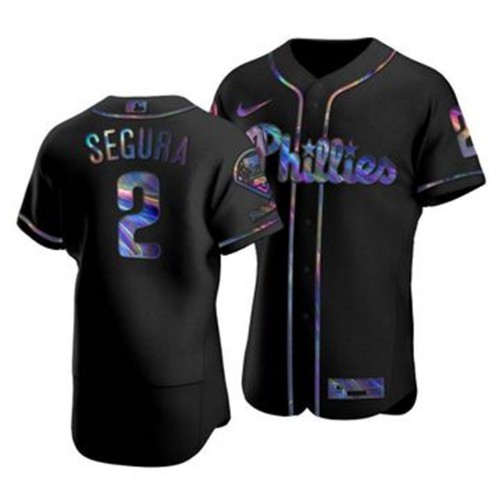 Philadelphia Philadelphia Phillies #2 Jean Segura Men's Iridescent Holographic Collection Jersey - Black Men's
