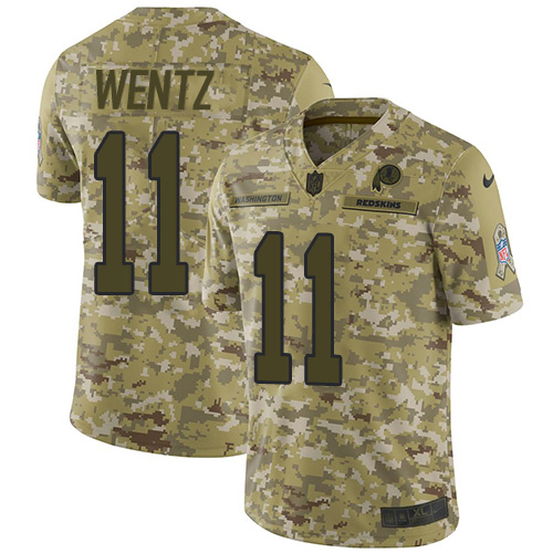 Washington Commanders #11 Carson Wentz Camo Men's Stitched Limited 2018 Salute To Service Jersey Men's