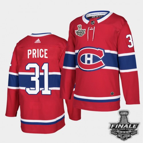 Adidas Montreal Canadiens #31 Carey Price Red Home Authentic 2021 Stanley Cup Final Patch Jersey Men's