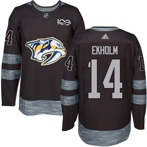 Adidas Nashville Predators #14 Mattias Ekholm Black 1917-2017 100th Anniversary Stitched Jersey Men's